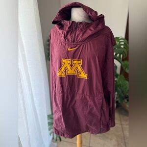 Nike Minnesota Golden Gophers Hooded Windbreaker Pullover Jacket XXL Maroon‎